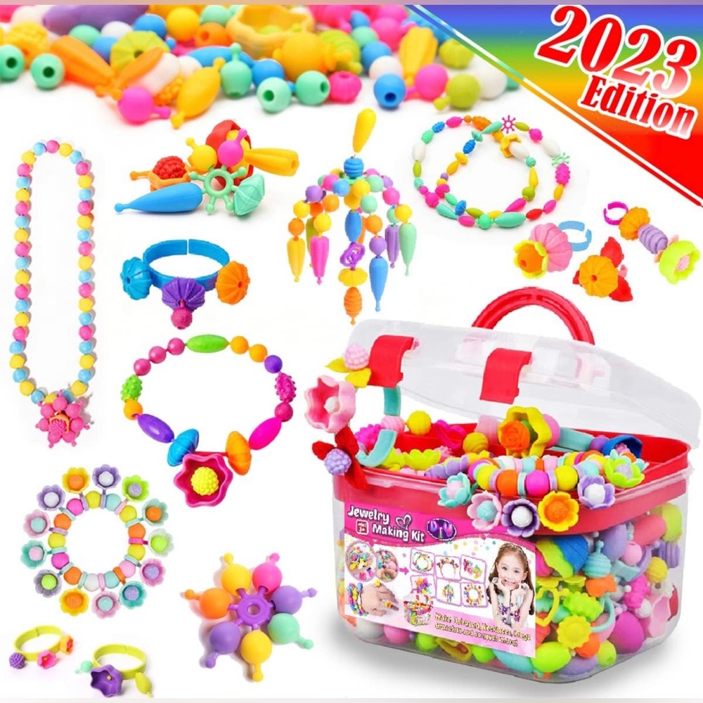 New Snap Pop Beads for Kids Jewelry Making Kit DIY Bracelets Hairband and Rings